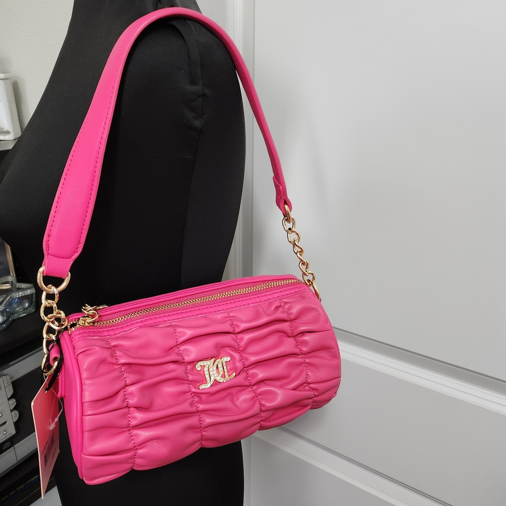 JUICY COUTURE Hot Pink Quilted Batrel Shoulder Mini Bag **NWT**